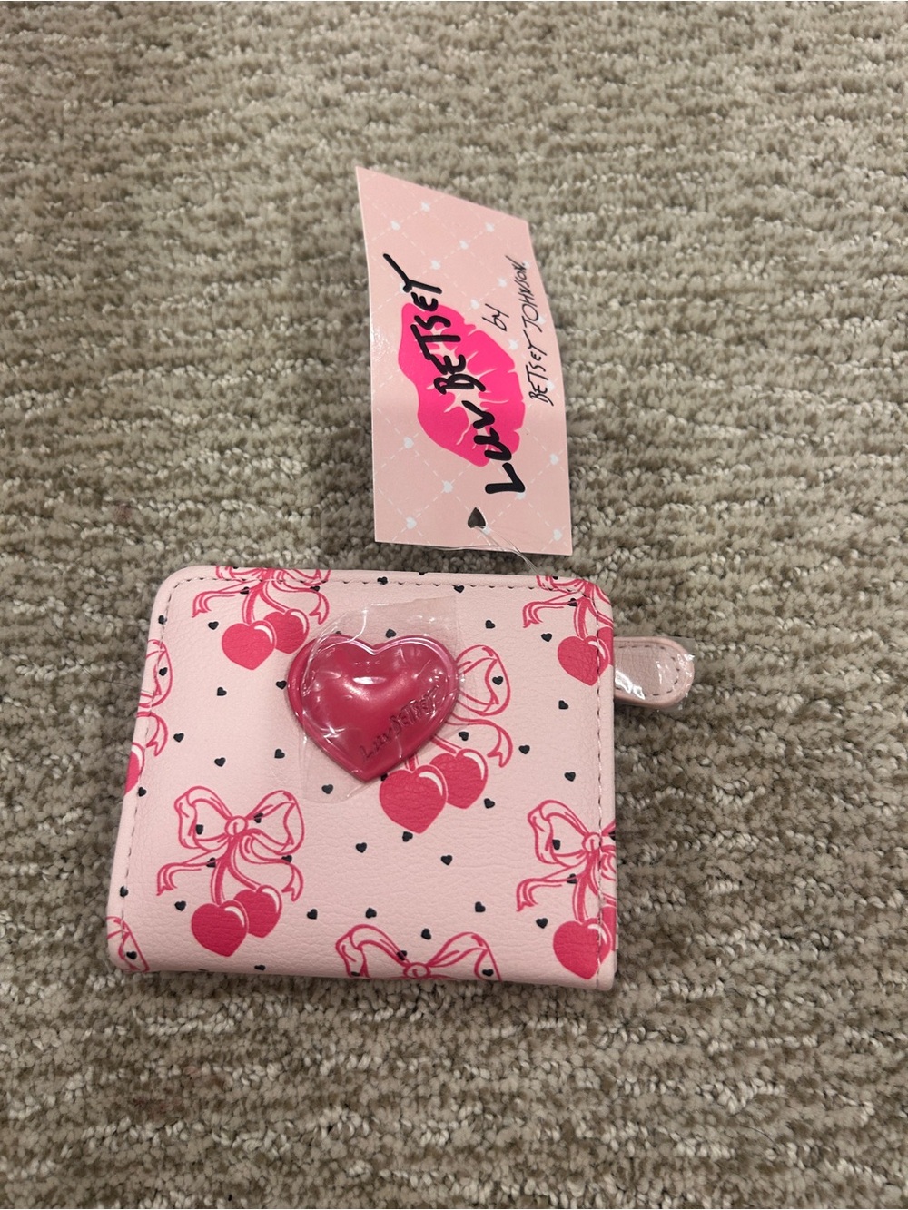 Luv Betsey Pink Heart Zip Wallet by Betsey Johnson